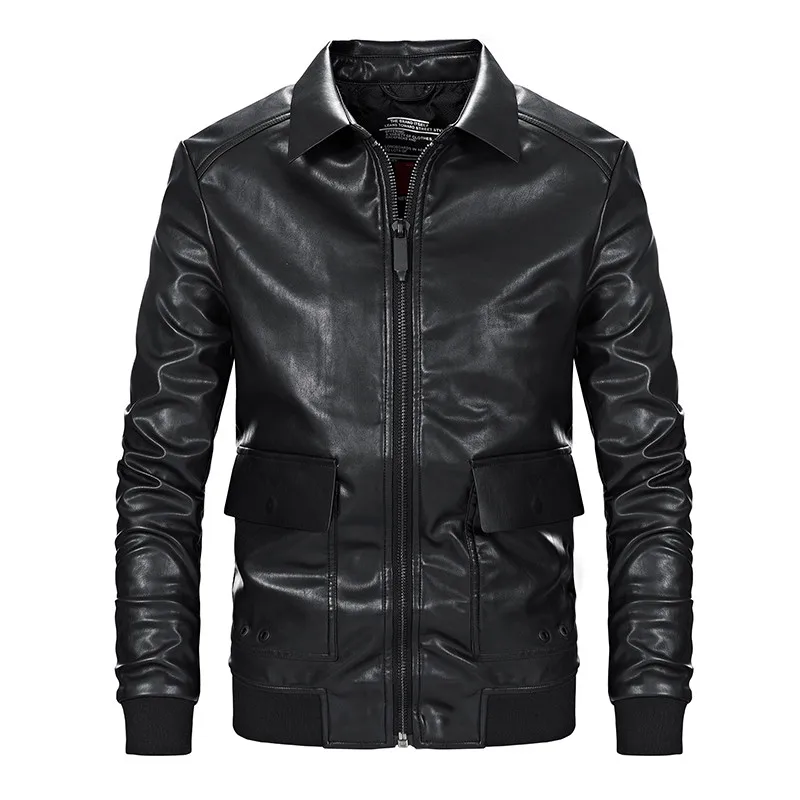 Wholesale European Fashion Black Pu Leather Biker Men's Lather Jacket ...
