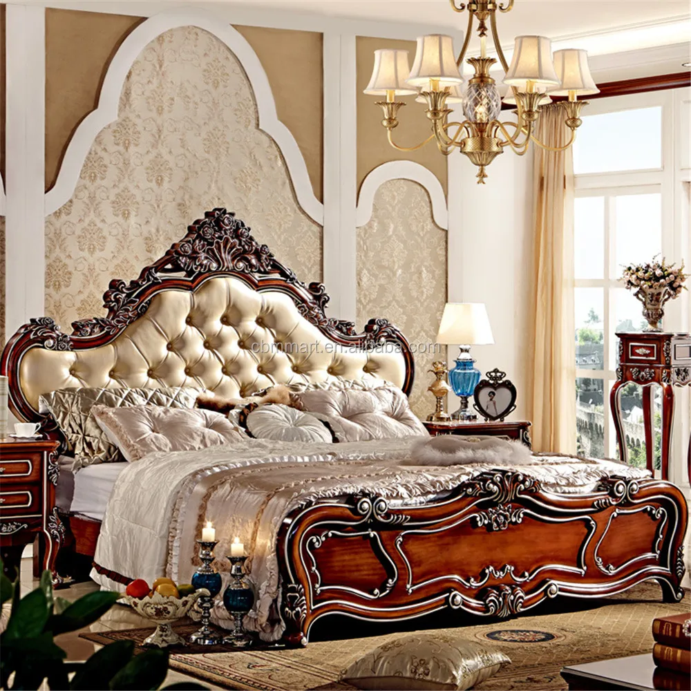 Luxury Bedroom Furniture Rubber Wood Royal King Size Bed Ms102 Product Best