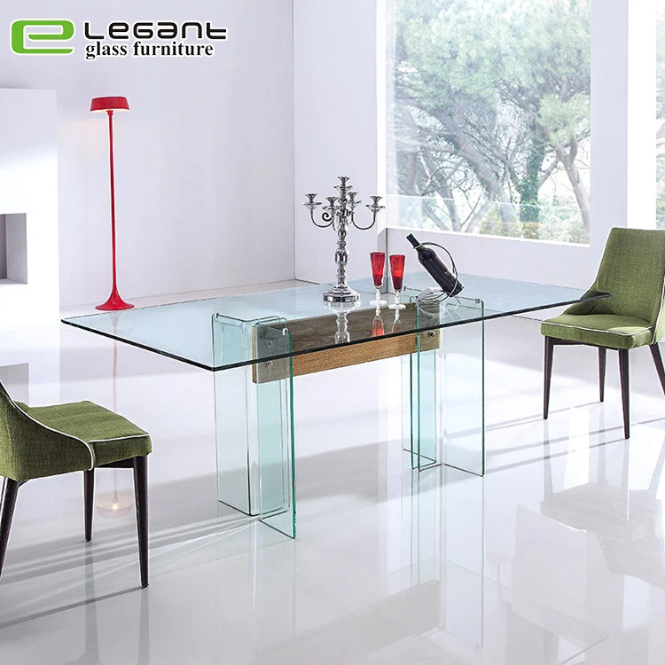 Restaurant furniture hot-bending extendable glass dining table