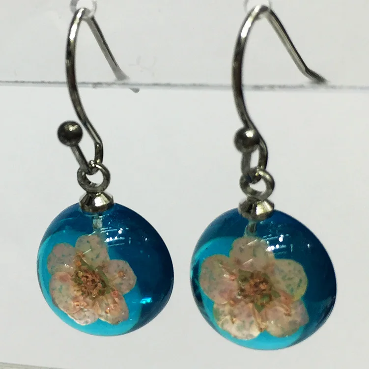 Pressed Real Flower Pendant Earring Jewelry Dry Real Flower Earring