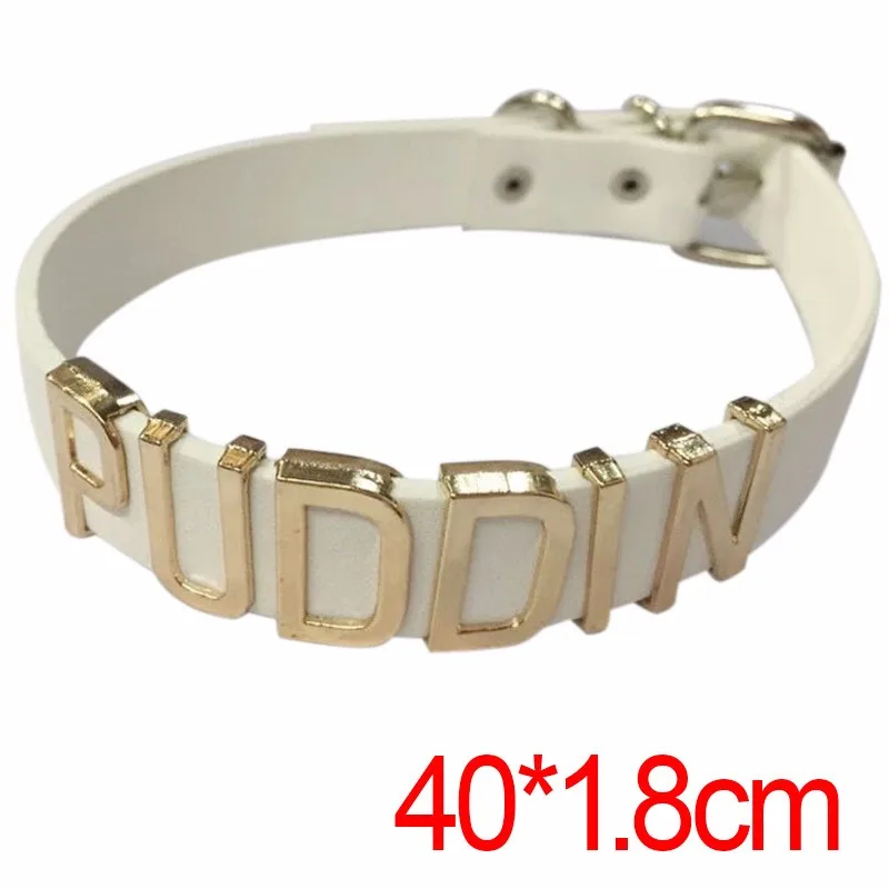 Collare Girocollo In Pelle PU Con Fibbia – Personalizzabile Con Nome (es. Puddin) – Stile Gotico Biker, Regalo Donna