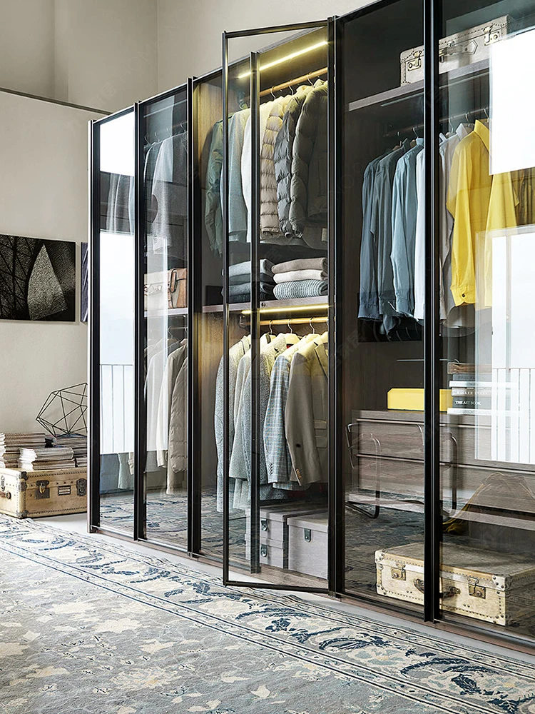2019 新设计现代玻璃滑动衣柜走在衣柜卧室衣柜