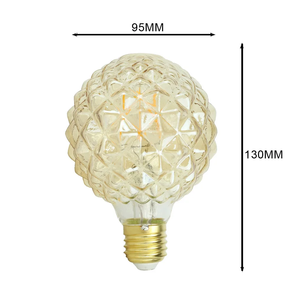 Ambergold G125 Led Filament Bulb Retro Pineapple Shape Edison Bulb E27 Dimmable Filament Led 0174