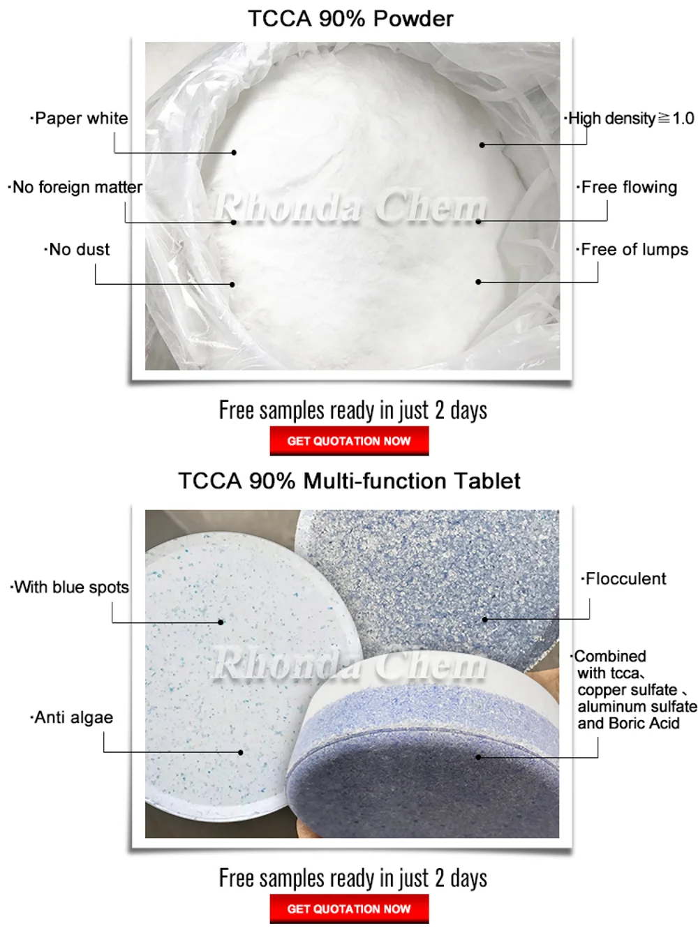 alt= Multifunction   tcca 90% chemicals for swimming pool 