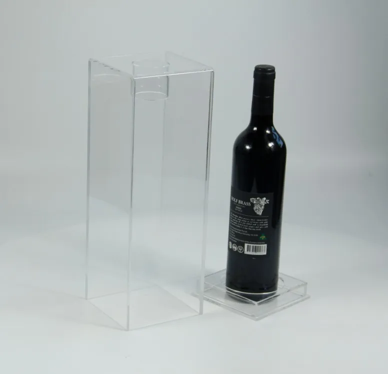 Transparent Acrylic Single Champagne Wine Bottle Display Box / Case