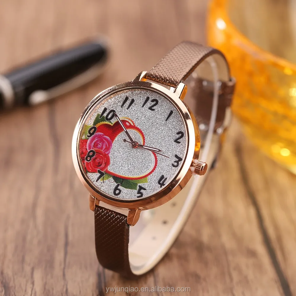 Beautiful Ladies Hand Watch Heart Fashion Women Leather Strap Wrist