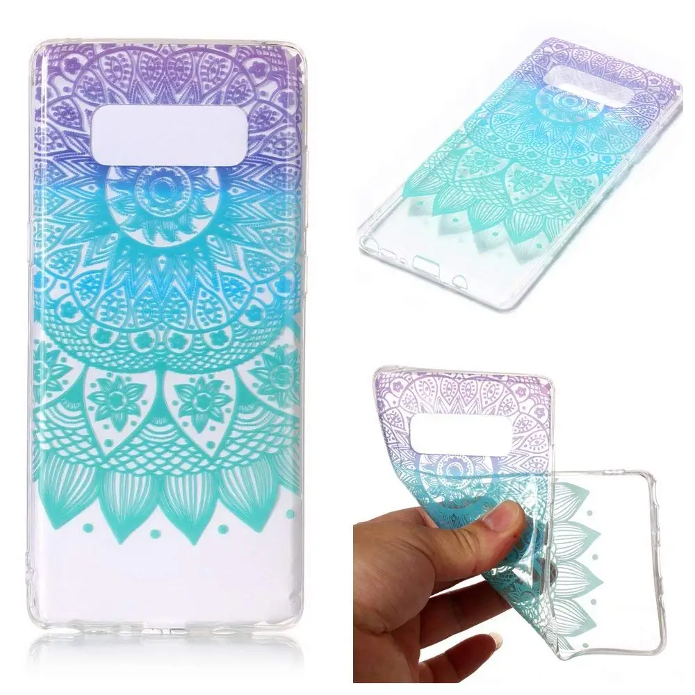 Galaxy Note 8 Case, Clear Hybrid Fancy Colorful Pattern Hard Soft Silicone Back Case Cover For Samsung Galaxy Note 8 (Datura Campanula)