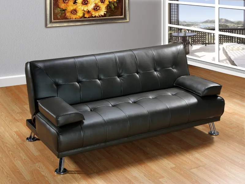 real leather click clack sofa bed