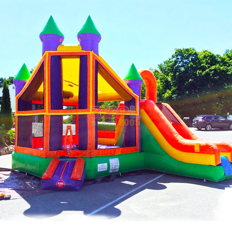 Zzpl Inflatable Ufo Castle Bounce House With Slide N Basketball Hoop