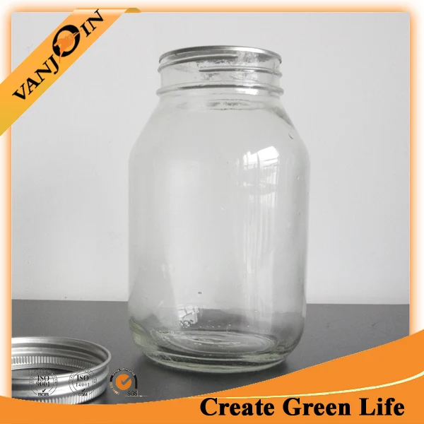 1 Liter 1000ml 32oz Wide Mouth Glass Jar With Screw Lids For Food Jam ...