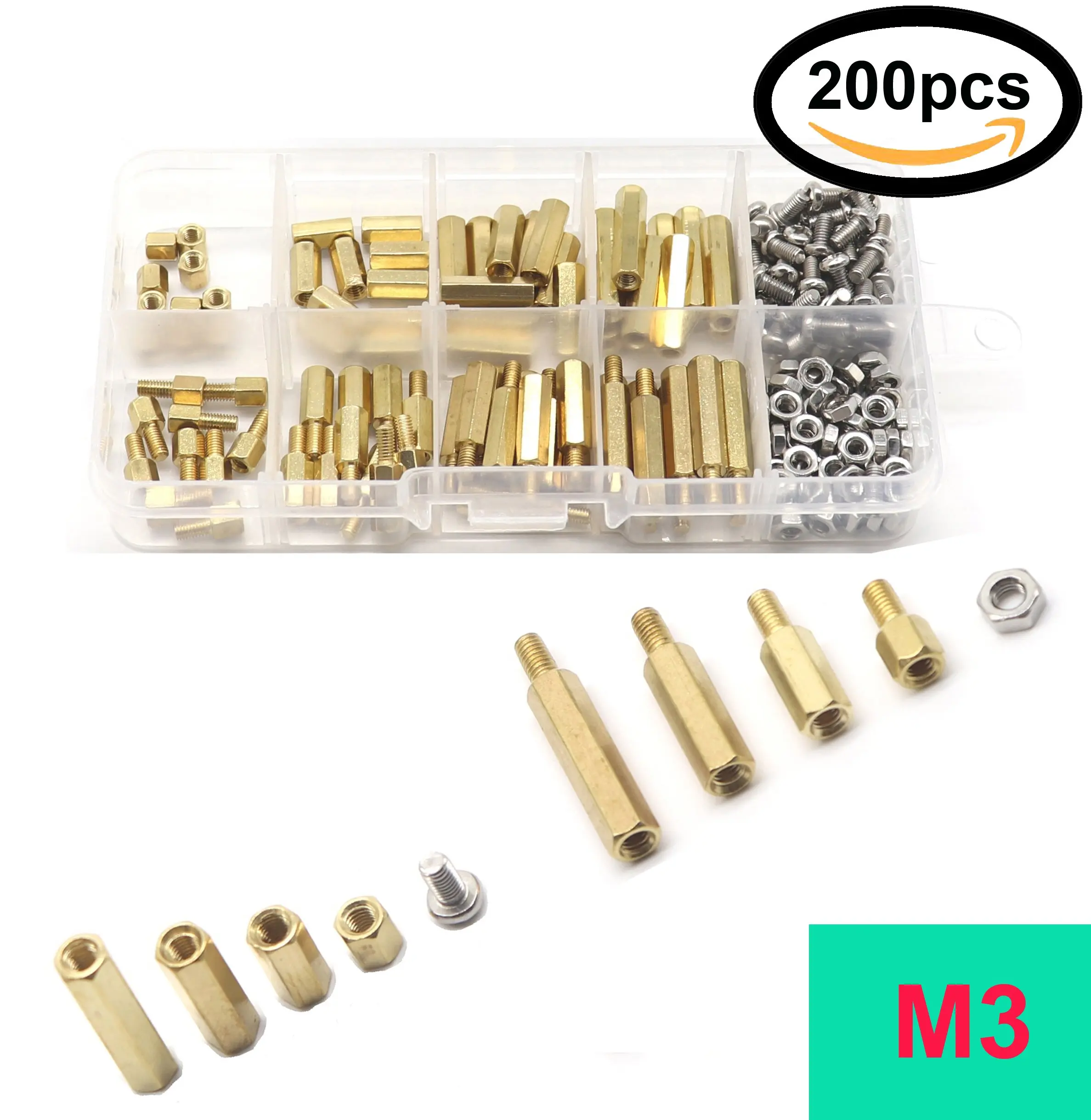 304 Stainless Steel Machine Screws Nuts binifiMux 540Pcs M2 Copper Brass Round Standoff Spacers Screw Nuts Assortment Kit,Male Female