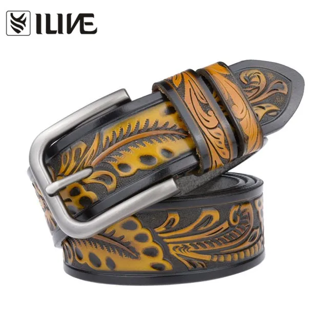 embossed leather belt