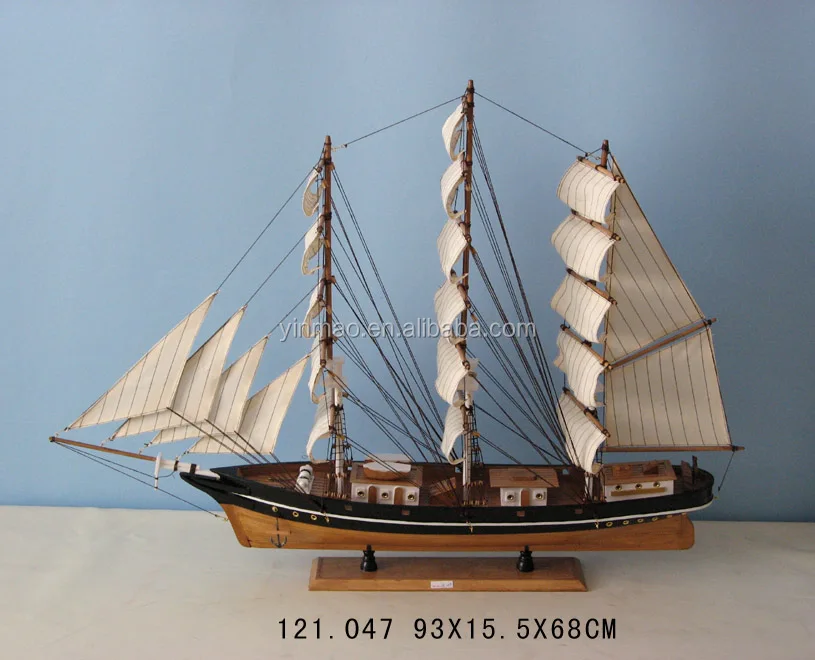 Wooden Sailing Tall Ship Model,Brown 93x16x68cm,Wood Sailboat Model ...