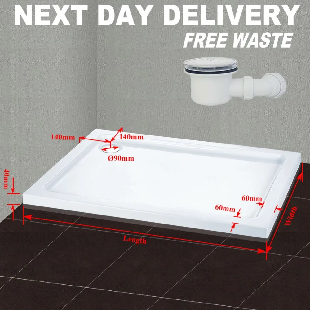 Water Proof Acrylic Shower Tray Made Of Acrylic White Rectangle Acrylic