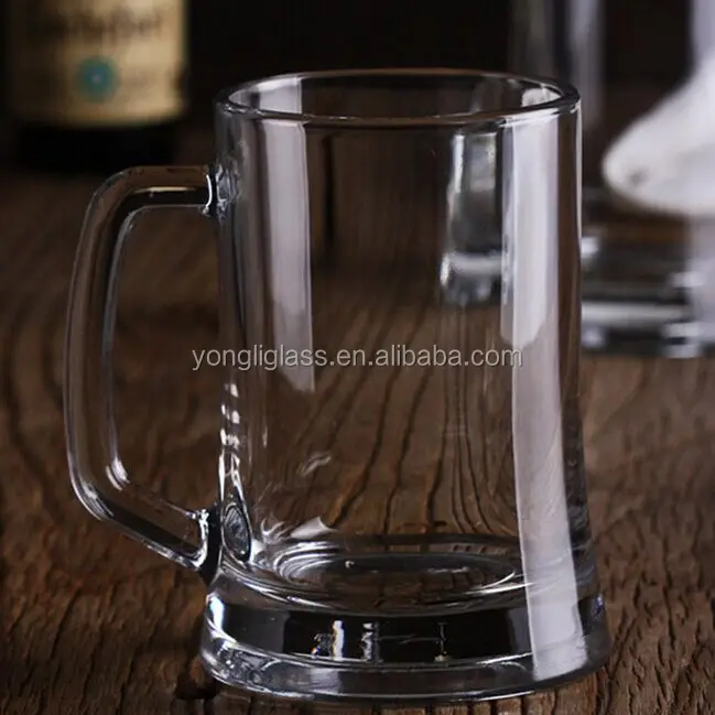 Guangzhou manufacture high quality pint beer glass with handle,glass beer mug