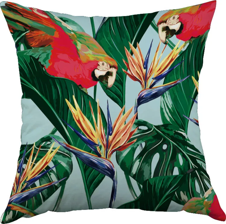 Tropical Leaves Throw Pillow Covers Cotton Linen Square Pillow Case 16 X 16 Inch Buy Tropical
