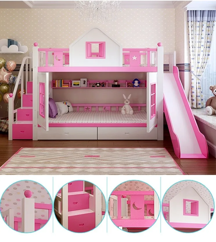 princess bunk bed with slide