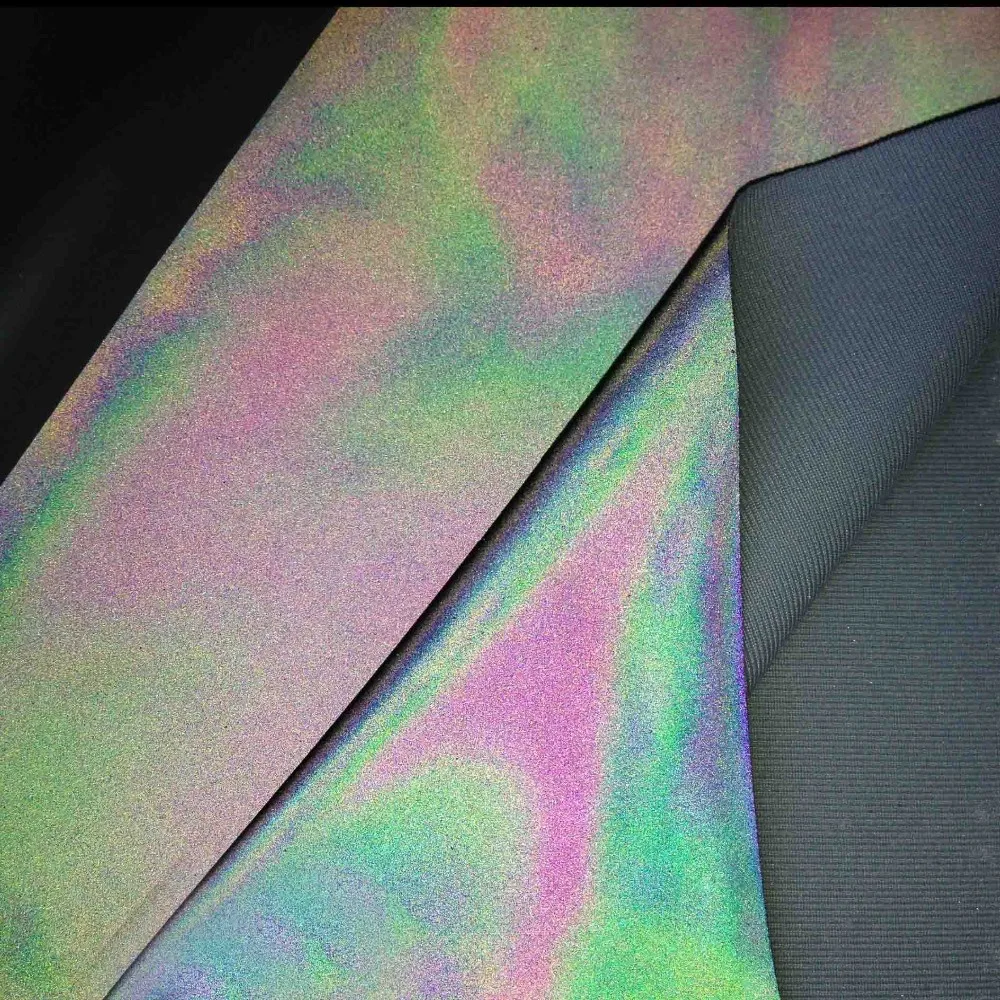 Rainbow /iridescent Reflective Spandex Fabric In Cloth