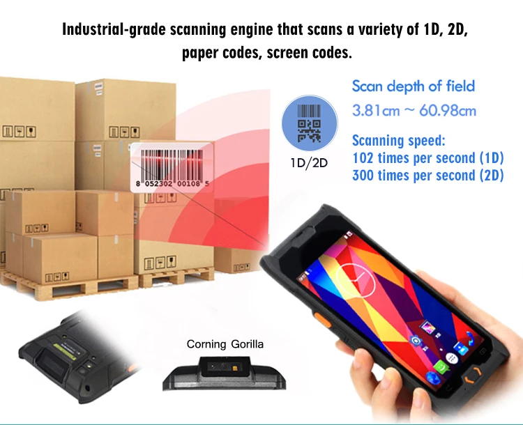 Courier IP67 RFID Reader Smartphone Mobile Android Handheld PDA With SDK C50