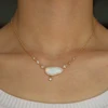2018 gemstone big fire opal stone elegant european women gift cz link chain latest design gold jewelry necklace