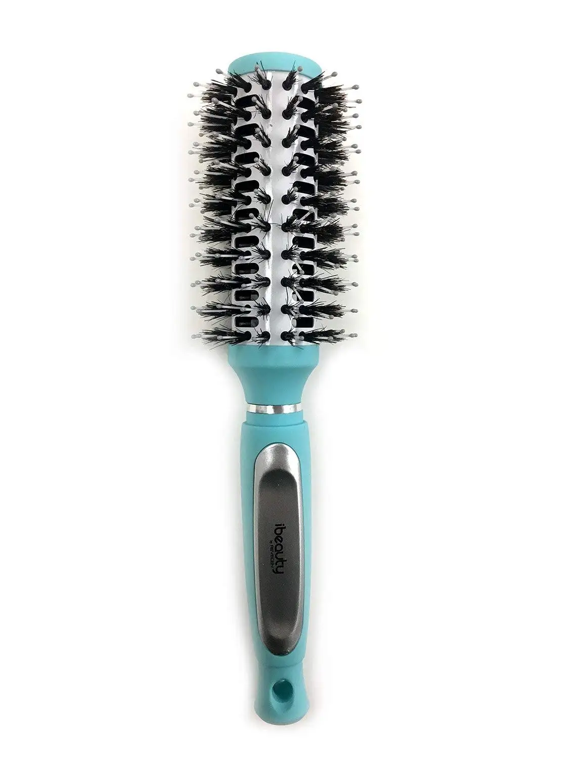 iBeauty 35mm Barrel Porcupine Detangling Styling Round Curling Vent Hair Brush Blow Drying, Straightening Silver ( 2081 Blue)