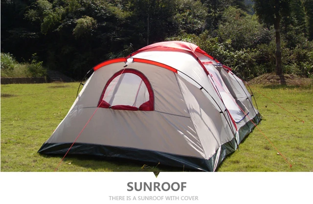 Two doors two layers sunproof 5 person family hotel travelling tents for outdoor camping and hiking C01-CC017