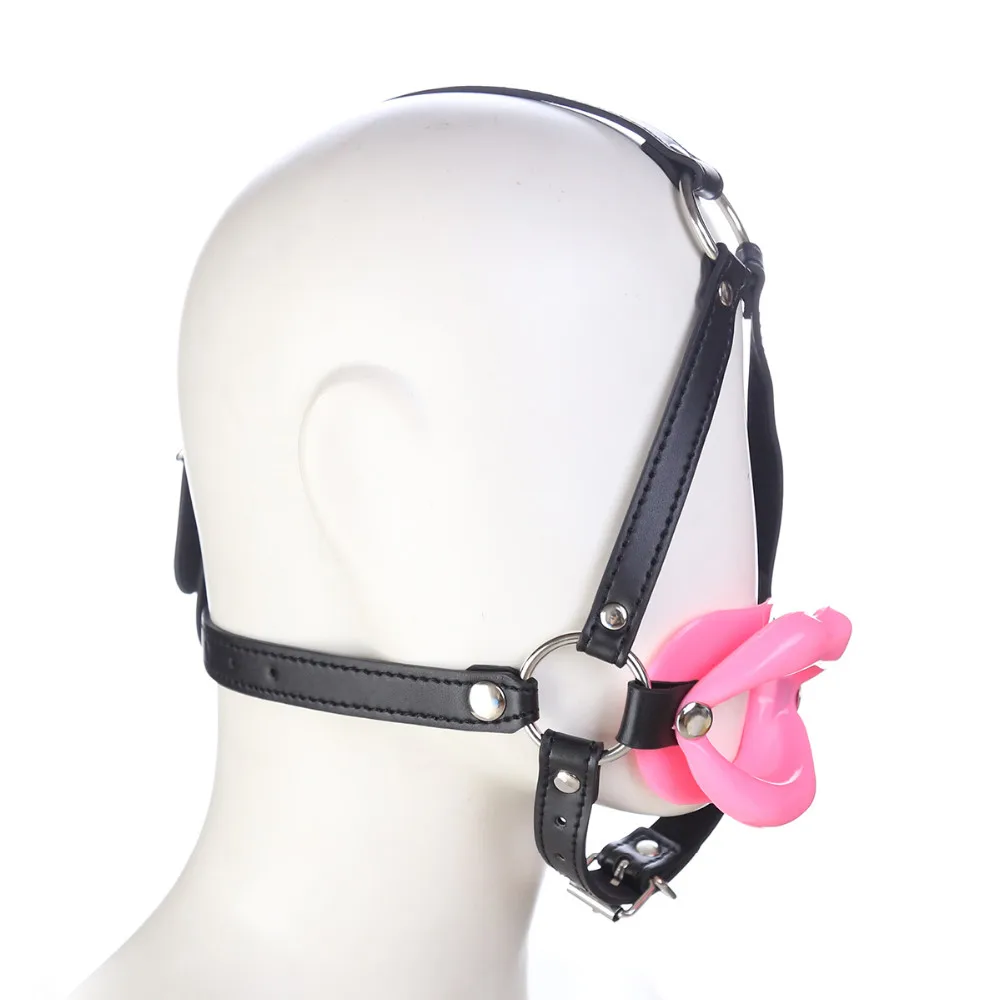 Factory Head Harness With Lip Gag O Ring Open Mouth Oral Sex Gag Bdsm