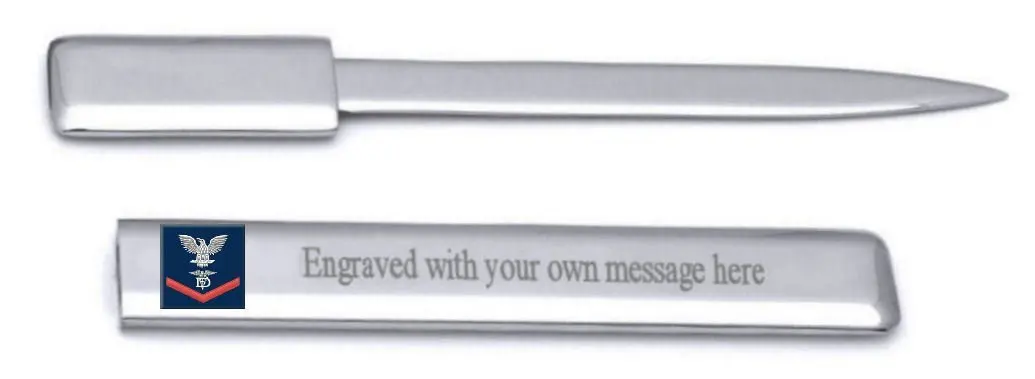 U.S Navy Red E-4 Dental Technician DT Engraved Letter Opener