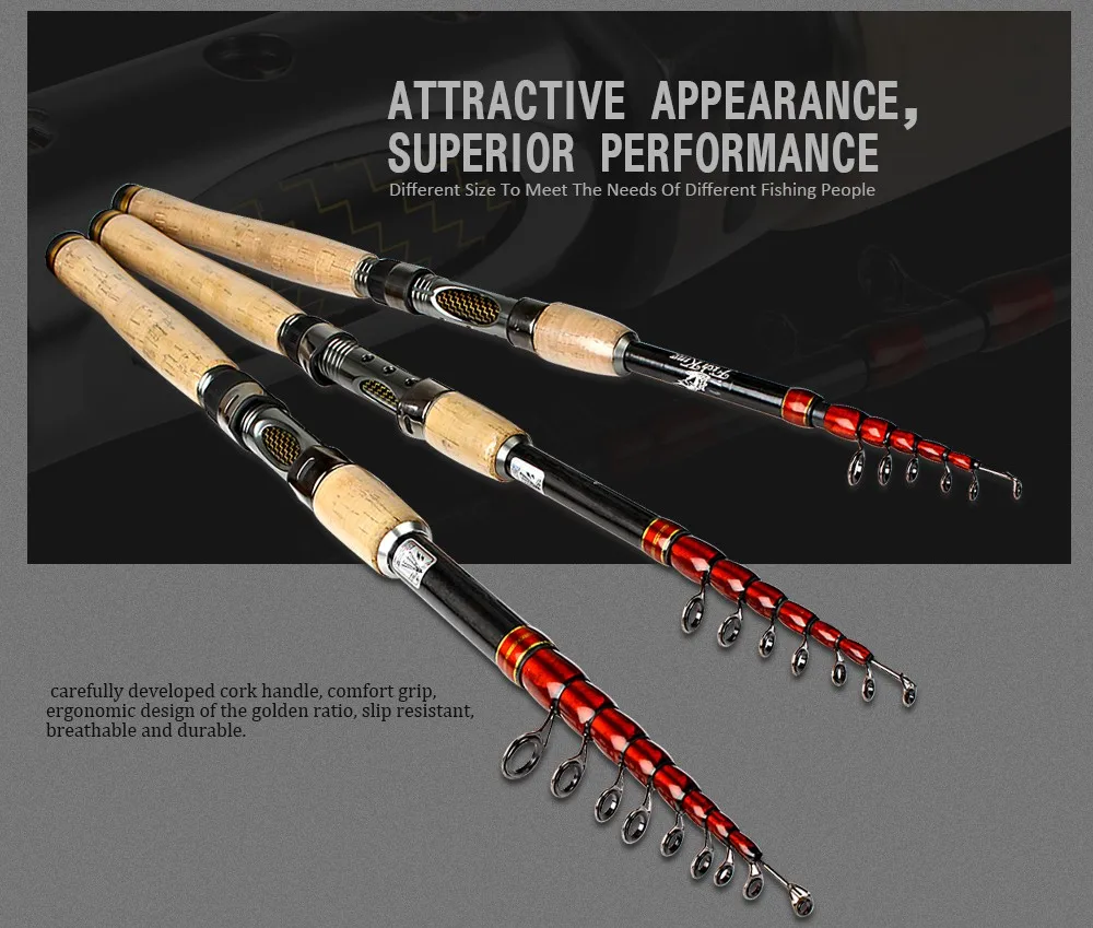 Ebay Amazon Best Selling Weihai Carbon Fiber Collapsible Fishing Rod Spinning Telescopic Fishing Rod
