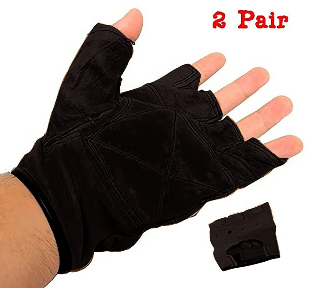 MENS BROWN LEATHER FINGER LESS DRIVING MOTORCYCLE BIKER GLOVES Work Out Exercise