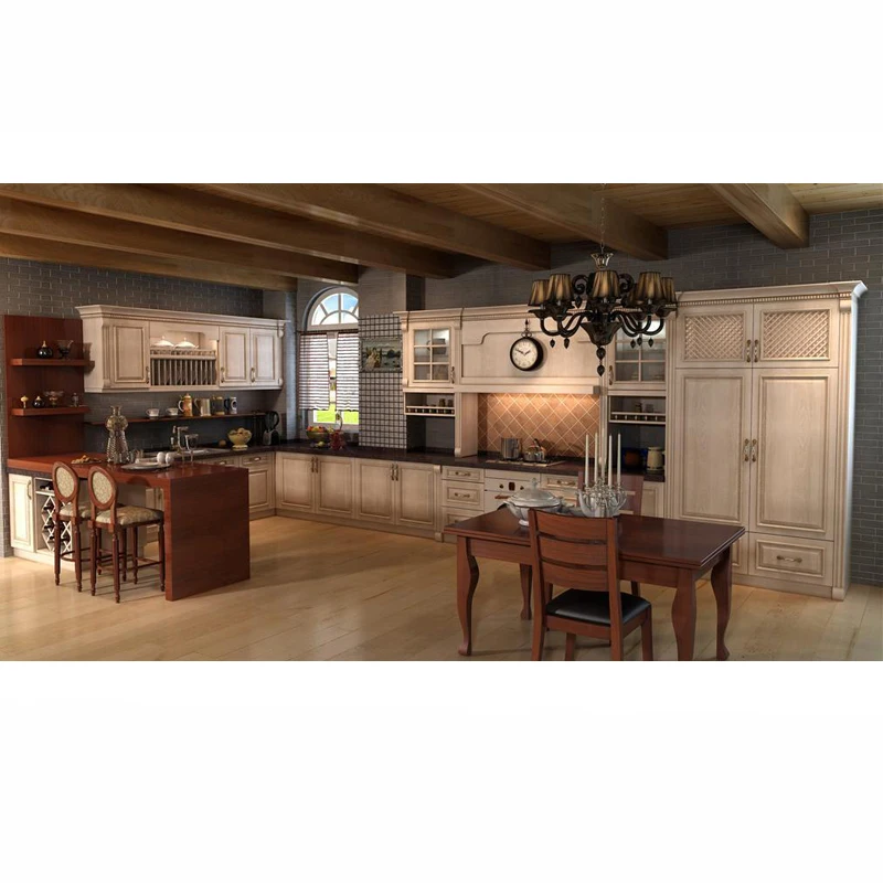 Professional Team Manufacture Solid Wood Kitchen Cabinet Apple