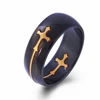 Fantasy Fashion Gold Plated Cross Black Color Stainless Steel Type Ring
