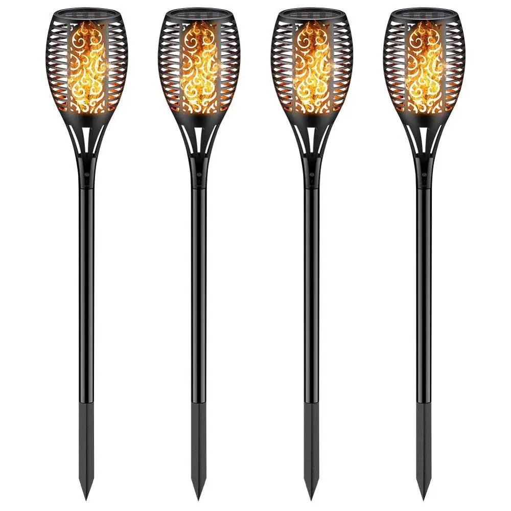 Solar wall led light flickering flame torches lights waterproof outdoor torche dancing flamme