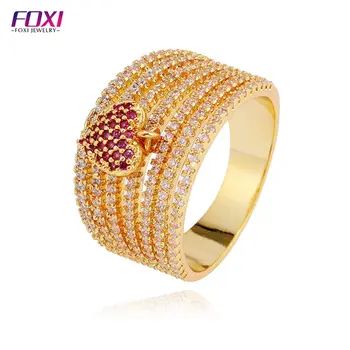 Cz Gemstone 18k Gold Plated Multilayer Female Rings - Buy Female Rings