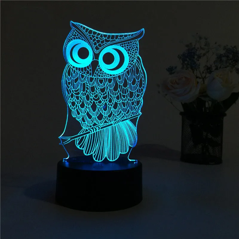 Drop Shipping Usb Kreatif Burung Hantu 3d Lampu Malam Lampu