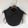 Direct supply for faux polyester collars female fake shirt collar with dotted hole black and white collars