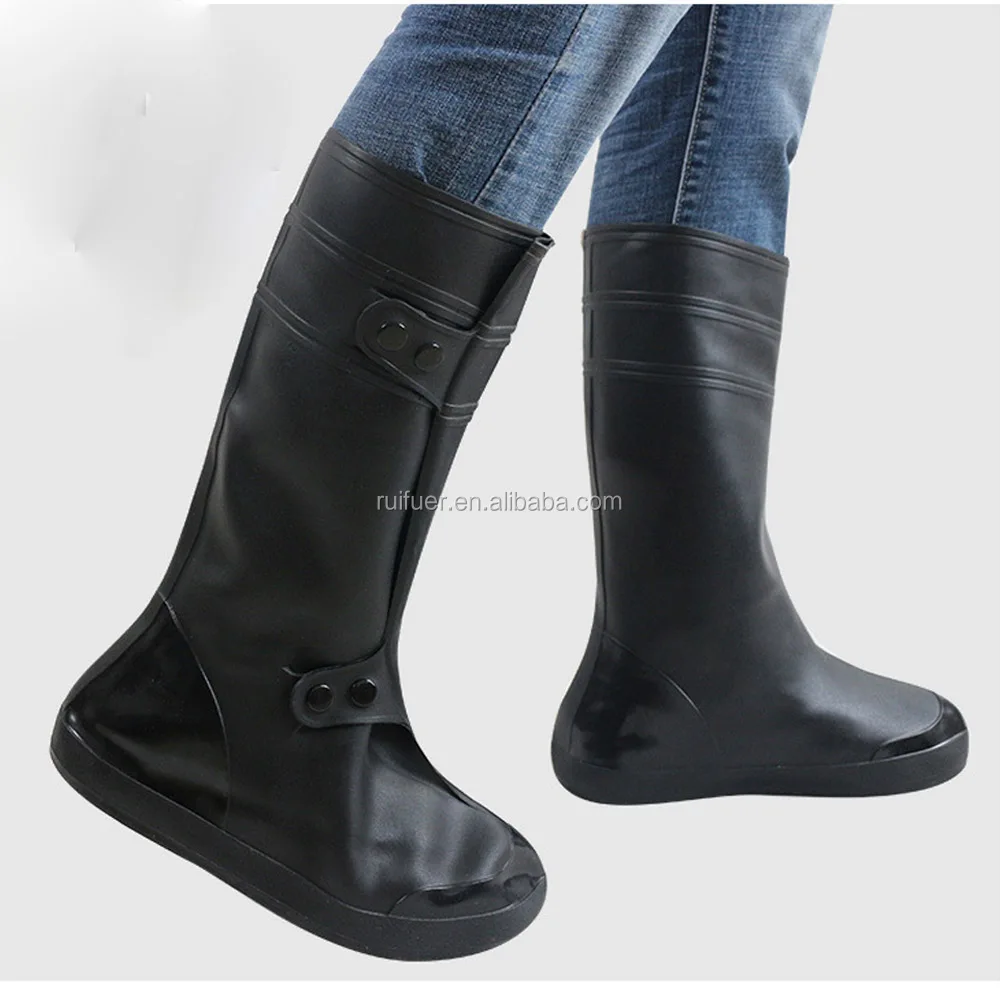 37cm High Long Waterproof Rain Shoe Reusable Rubber Overshoe Foldable ...