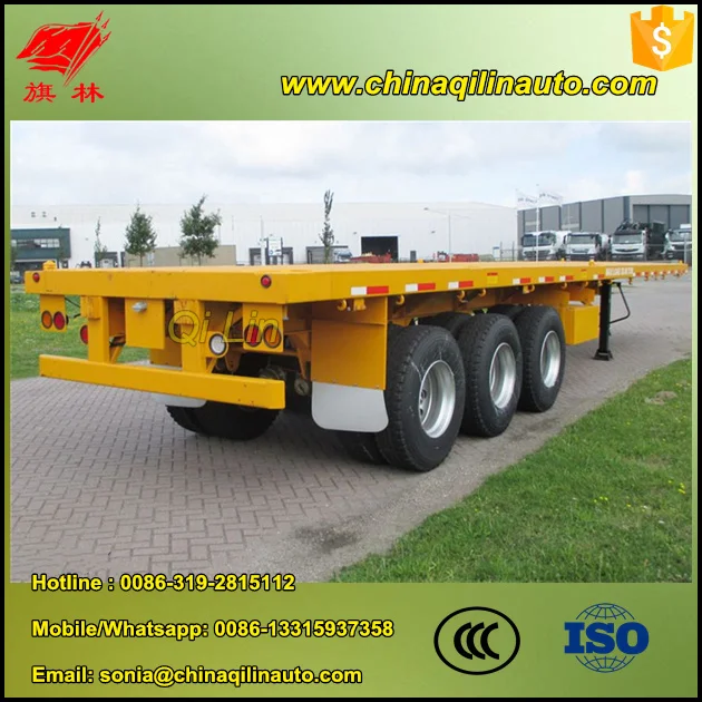 Tri-axle platform trailer , 60Tons flatdeck container semi trailer