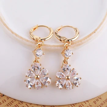 Fashion Gold Plated Zircon Long Hanging Earrings For Girls - Buy Long ...