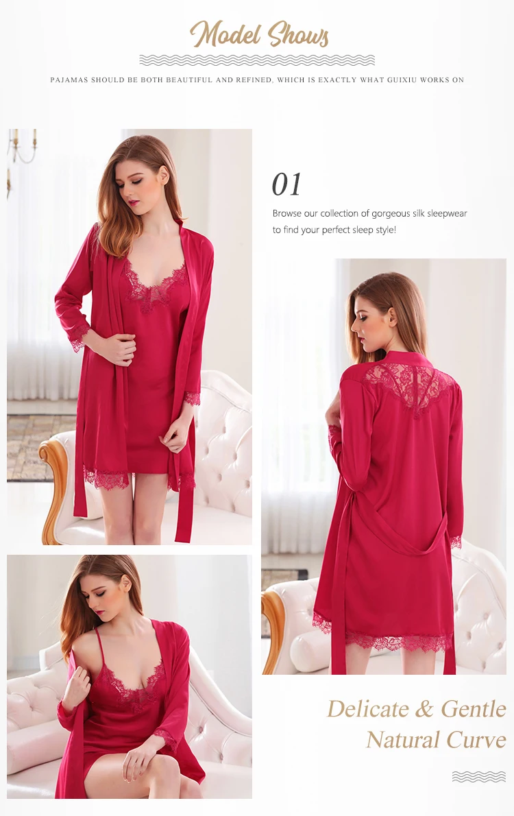 Hihg Quality Charming Bathrobes Red Lightweight Dressing Gown