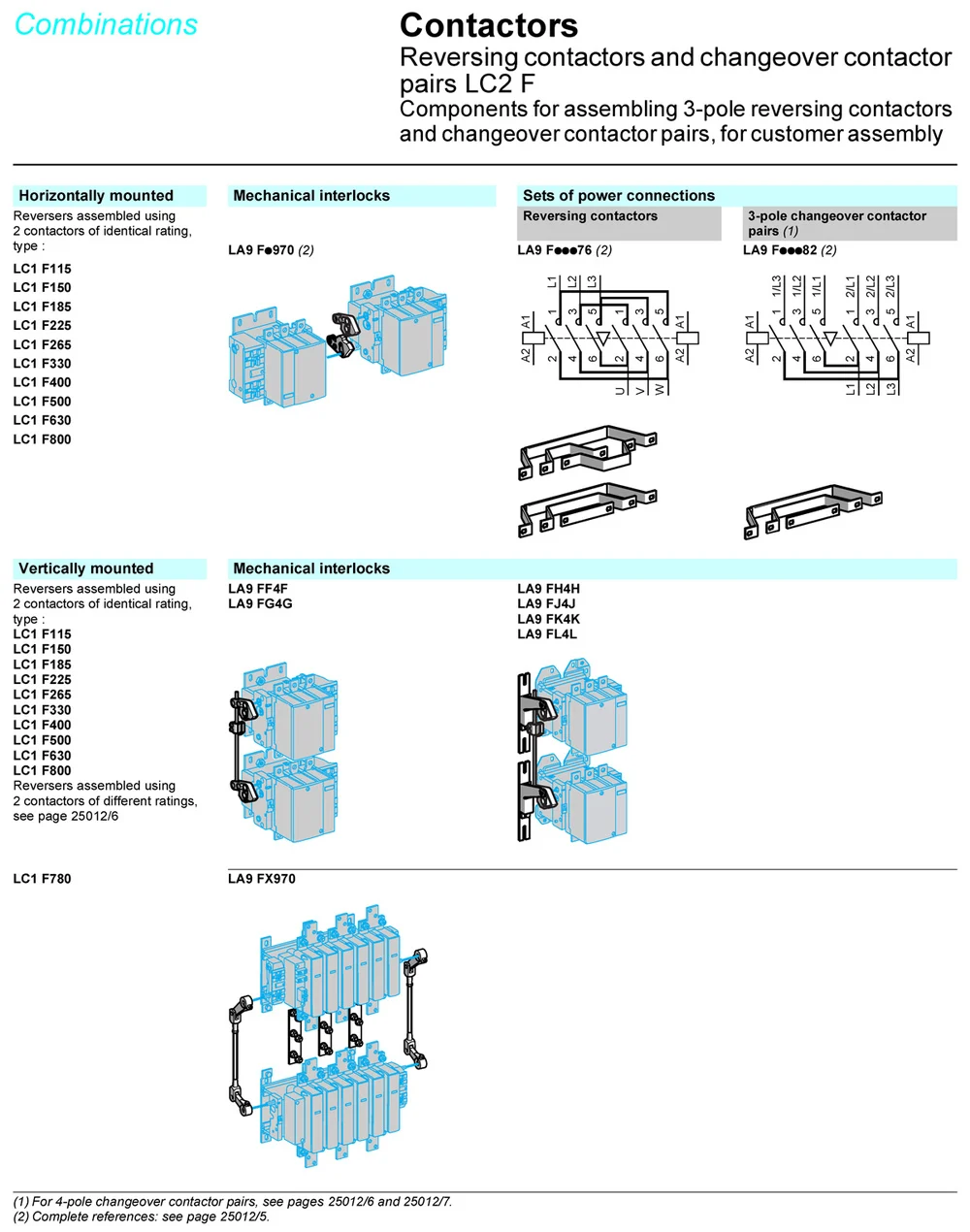 LC2F Mechanical Interlocking Contactor LC2F115 LC2F150 LC2F185 LC2F225 LC2F265 LC1F1154 LC2F1504 Reversing Contactor