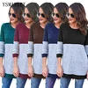 YSMARKET New Arrival Women Round Neck Sweater Stretch Knitted Pullover Autumn Winter Stitching Basic Knit Tops 5 Colors E5395