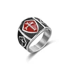 Vintage 316L Stainless Steel Knight Templar Crusader Cross Ring Medieval Signet Retro Finger Ring for Men Fashion Jewelry