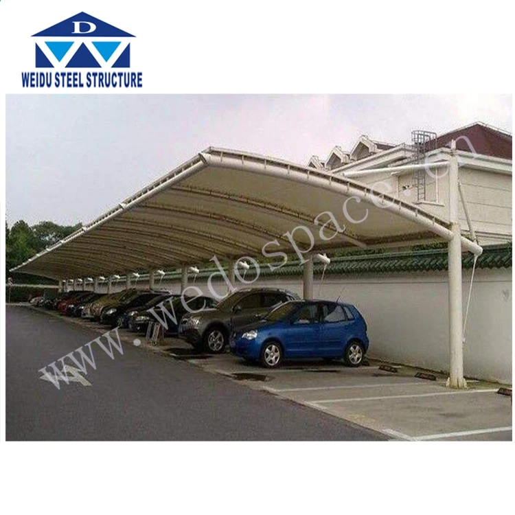 Steel Structure Canvas Car Carport Canopy With High Snow Loading