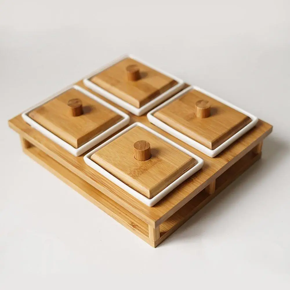 Natural Bamboo Storage Box With Dividers Creative Multi Use As