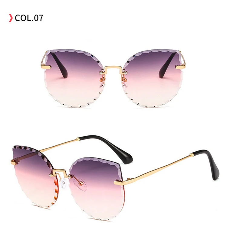 23137 Superhot Eyewear 2019 Frameless Women Sun glasses Shades Fashion Pointed Cat Eye Sunglasses