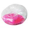PVC air bed inflatable transparent glitter sofa sparkly clear lounger cushion couch chair seat lazy camping outdoor bag sofa