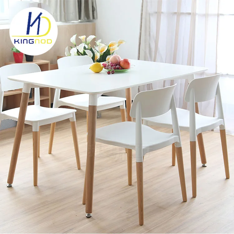 High Quality Colorful PP Seat Wooden Leg Modern Silla Plastic Chair