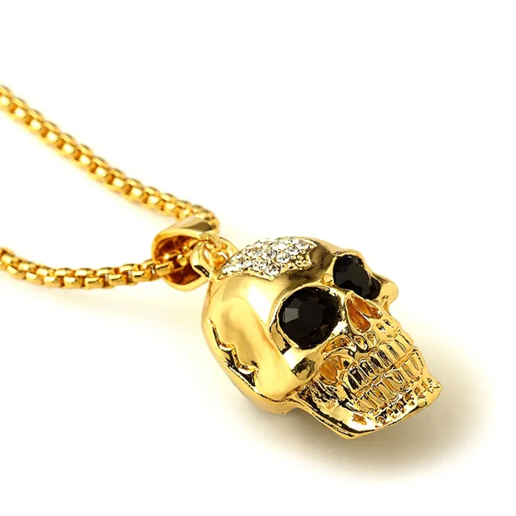 Cool Hiphop Gold Skull Head Pendant Necklace For Men - Buy Skull Head ...