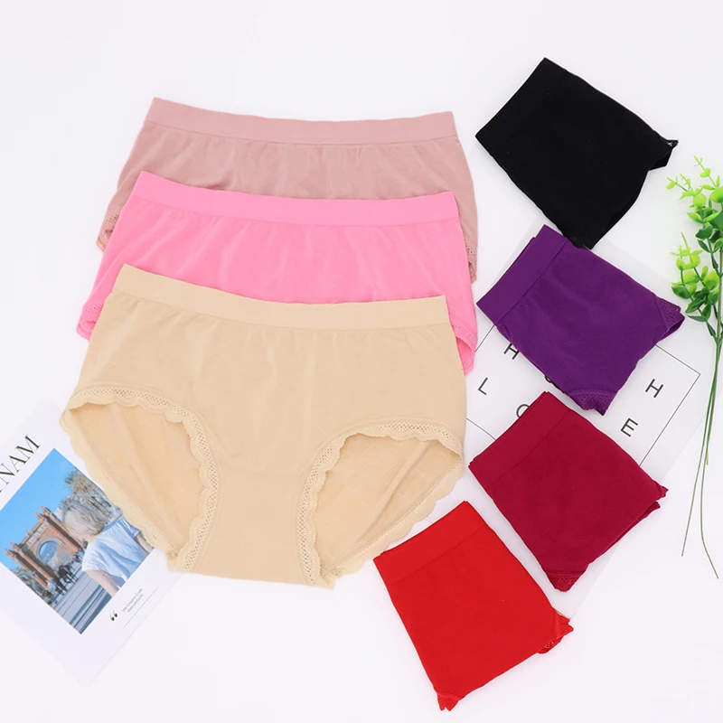 Oem Women Underwear Viscose Spandex Soft Seamless Lace Girls Panties ...